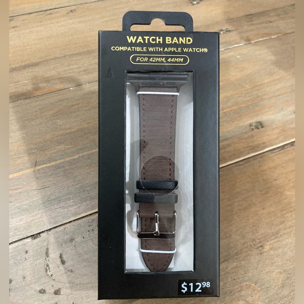 American Exchange Mens PU Leather Strap for Apple Watch 42mm & 44mm